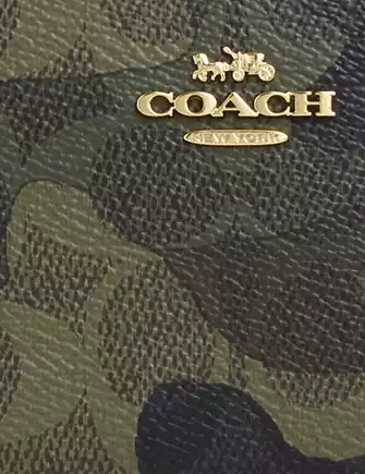 Coach Snap Wallet In Signature Camo Print Dark Cypress