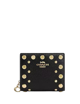 Coach Snap Wallet With Rivets Black