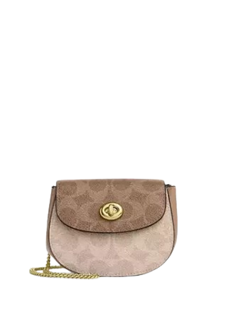 Coach Turnlock Card Case Sand Tan