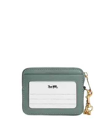 Coach Zip Card Case With Quilting Sage