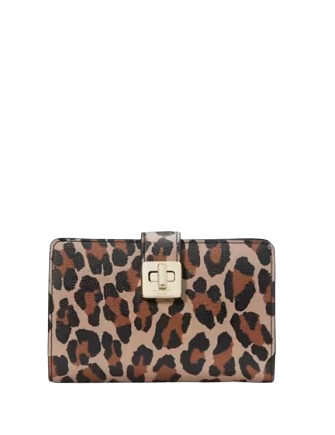 Kate Spade New York Phoebe Spotted Leopard Turnlock Medium Wallet