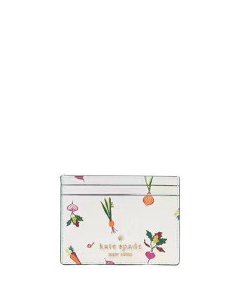 Kate Spade New York Harvest Time Garden Print Small Slim Card Holder Cream 