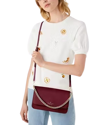 Kate Spade New York Madison Saffiano Leather Flap Convertible Crossbody Blackberry Preserves