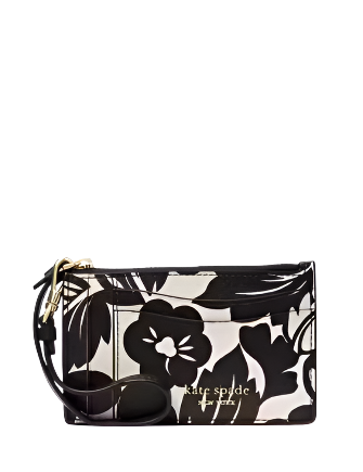 Kate Spade New York Morgan Tropical Foliage Coin Card Case Wristlet Black Multi