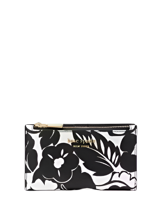 Kate Spade New York Morgan Tropical Foliage Small Slim Bifold Wallet Black Multi