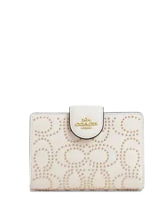 Coach Medium Corner Zip Wallet With Signature Rivets