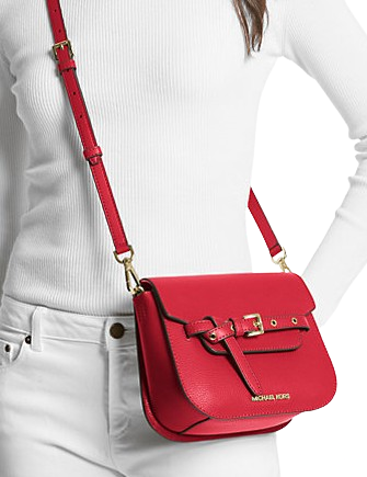 Michael Michael Kors Emilia Small Leather Crossbody Bag Bright Red