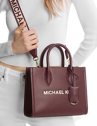 Michael Michael Kors Mirella Small Pebbled Leather Crossbody Bag Oxblood