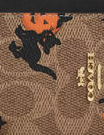 Coach Zip Card Case In Signature Canvas With Halloween Print