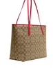 Coach City Tote In Signature Canvas With Wild Strawberry