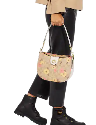 Coach Ella Hobo In Signature Canvas With Floral Cluster Print