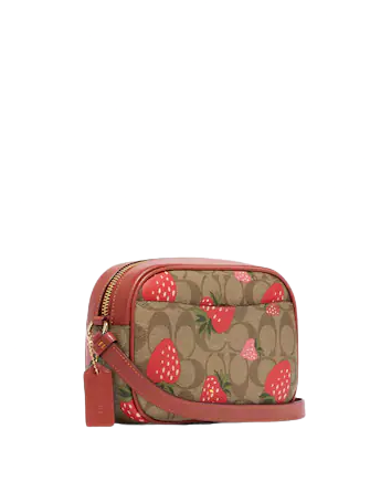 Coach Mini Jamie Camera Bag In Signature Canvas With Wild Strawberry Print Brixton Baker