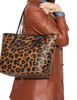 Coach City Tote With Leopard Print And Signature Canvas Interior