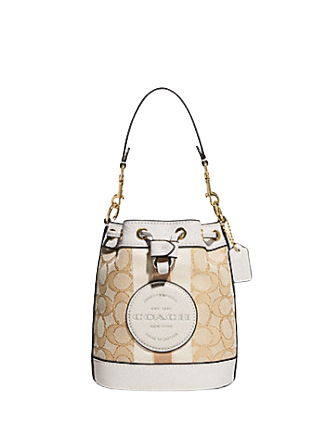 Coach Mini Dempsey Bucket Bag In Signature Jacquard With Stripe And ...