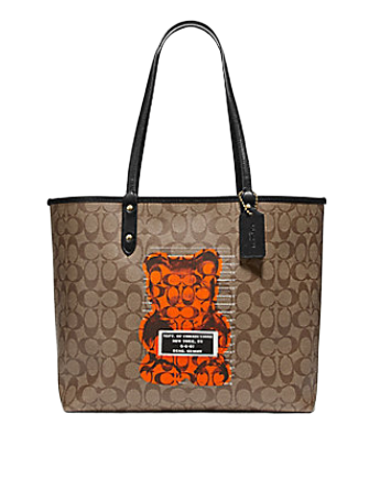 Coach Reversible City Tote In Signature Canvas Vandal Gummy Bear