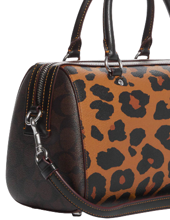 Coach Rowan Satchel In Signature Canvas With Leopard Print