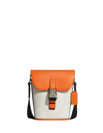 Coach Track Small Flap Crossbody In Signature Canvas